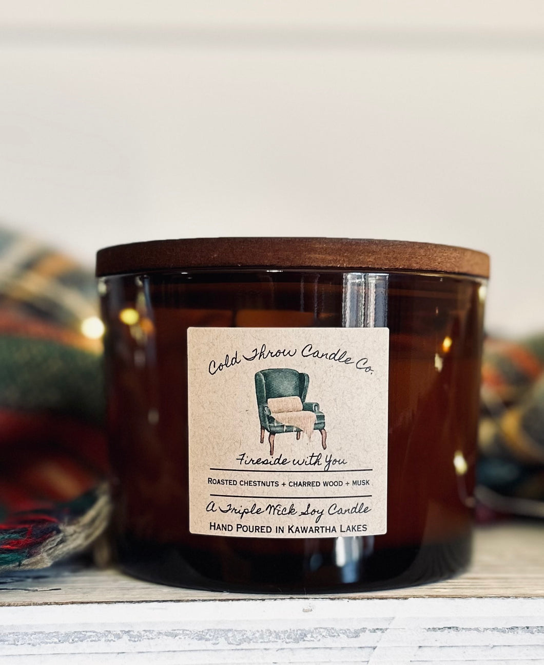 Triple Wick Fireside with You Amber Glass Vessel