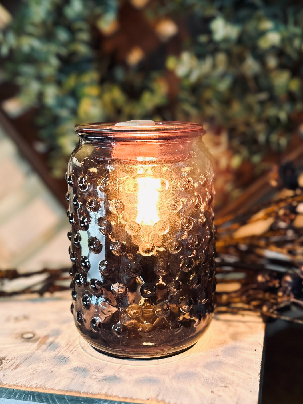 Vintage Mauve Hobnail Glass Wax Melt Warmer
