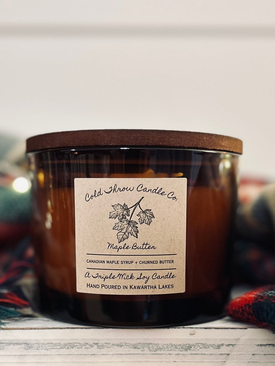 Triple Wick Maple Butter Amber Glass Vessel