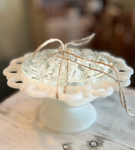 Load image into Gallery viewer, Vintage Milk Glass Compote with Floral Frog (Large)
