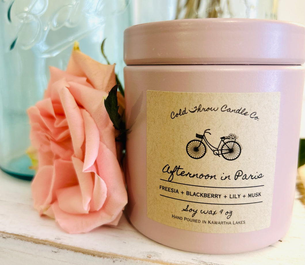 9 oz Pink Candle Tin in Afternoon in Paris